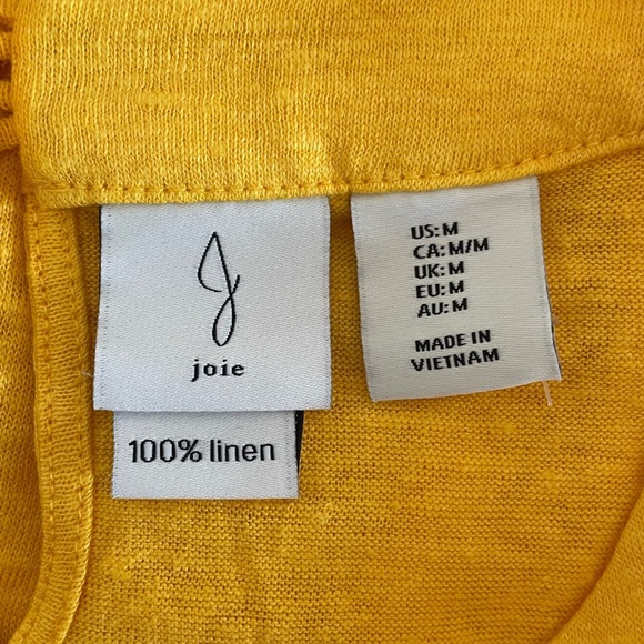 Joie Halter Neck Yellow Tank Top Shirt Size Medium 100% Linen - Picture 4 of 4